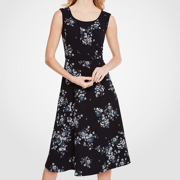 Ann Taylor Floral Piped Midi Dress - Picture 2 of 5